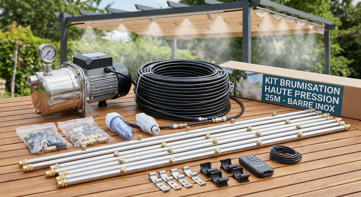 Kit brumisation 25m pour terrasse moyenne 40m² particulier populaire