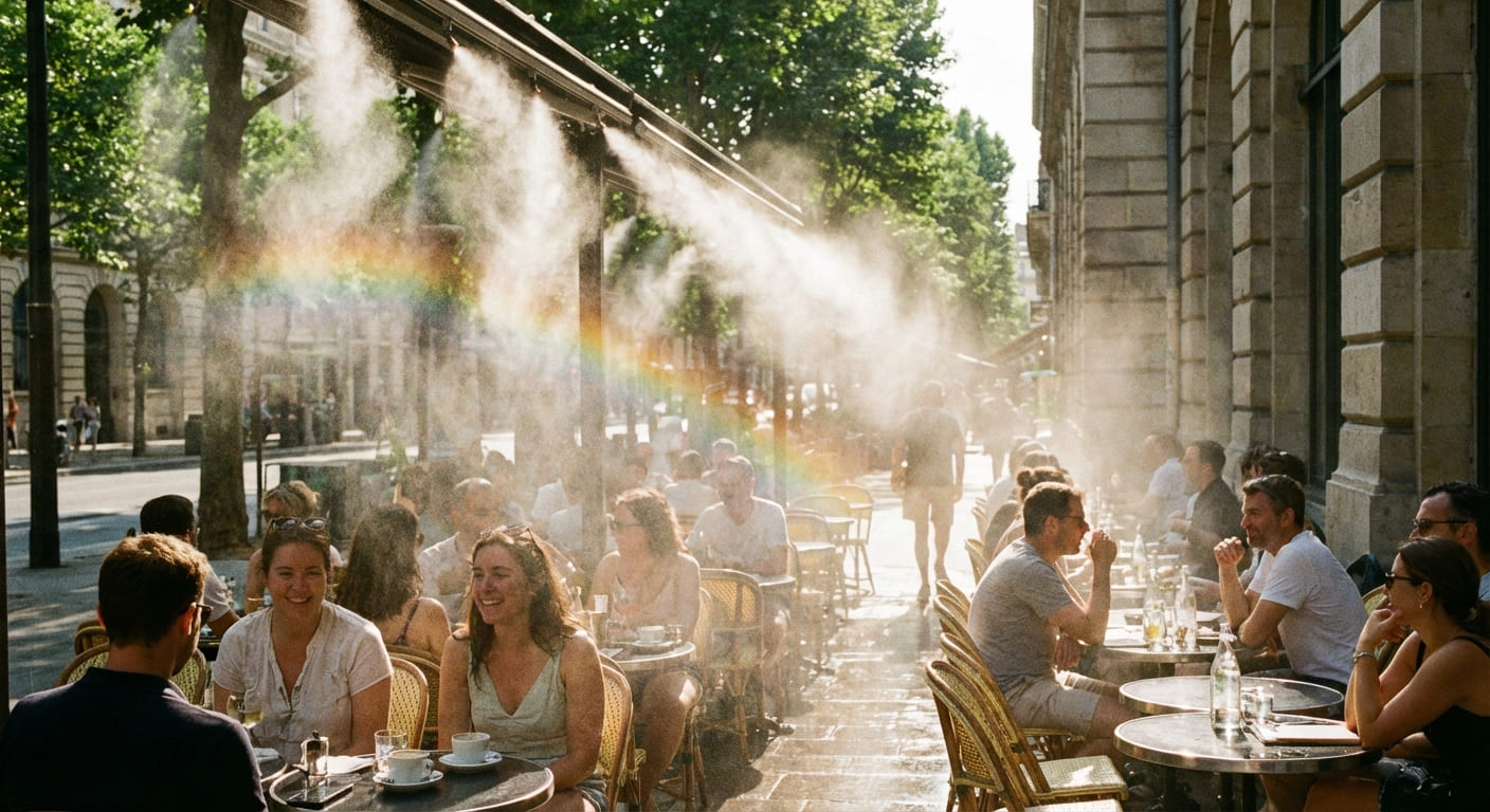 Technicien Brumisol installant un syst&egrave;me de brumisation haute pression