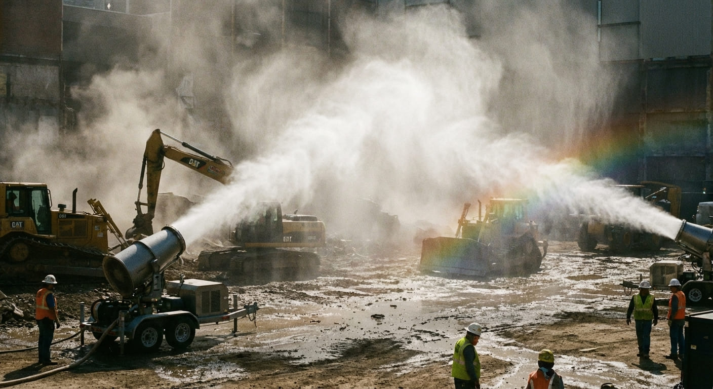 Canon de brumisation industriel pour abattage poussi&egrave;res chantier BTP